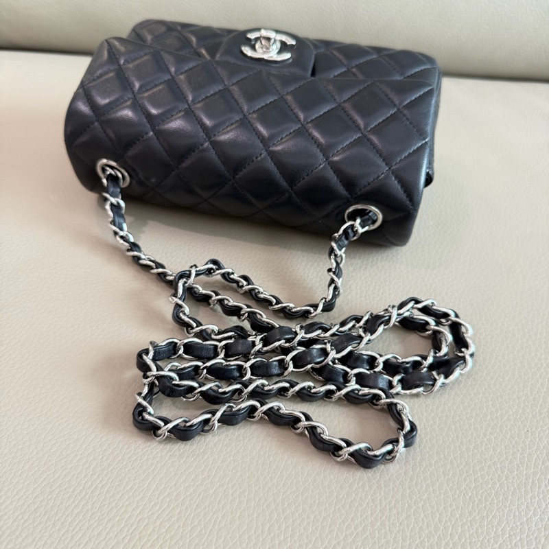 「M.Y精品」小香 晶片款 cf20 coco20 大mini 黑銀-15