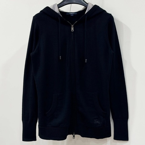 Burberry 倫敦 連帽格紋戰馬抽繩羊毛外套