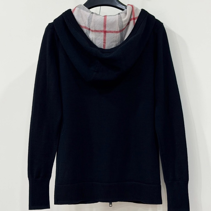 Burberry 倫敦 連帽格紋戰馬抽繩羊毛外套-1