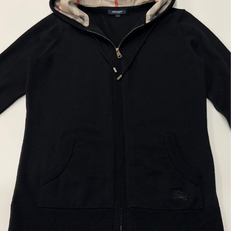 Burberry 倫敦 連帽格紋戰馬抽繩羊毛外套-4