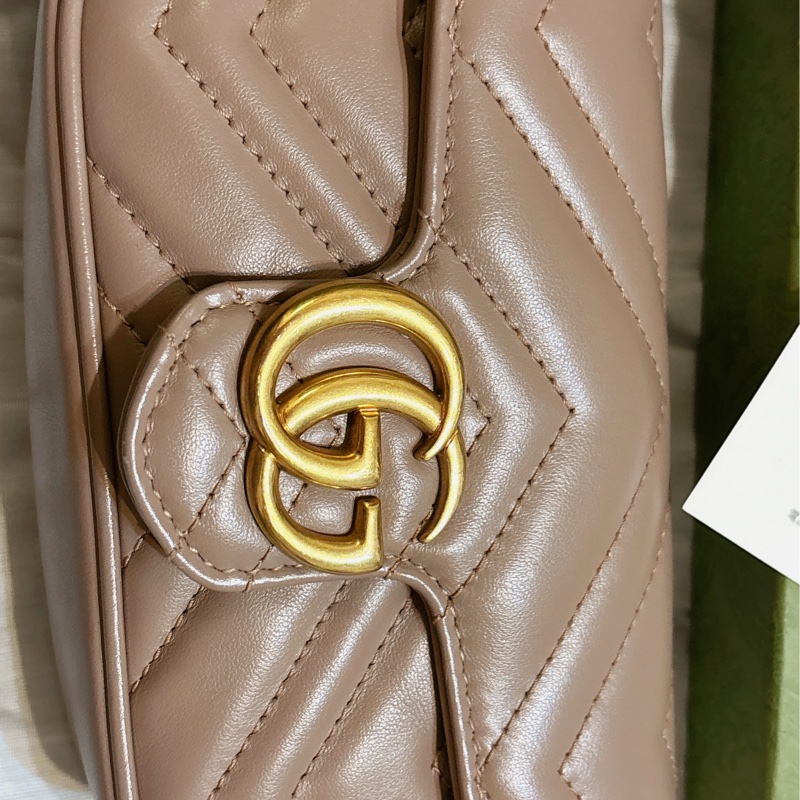 有購買票據 GUCCI Marmont supermini 奶茶色-0