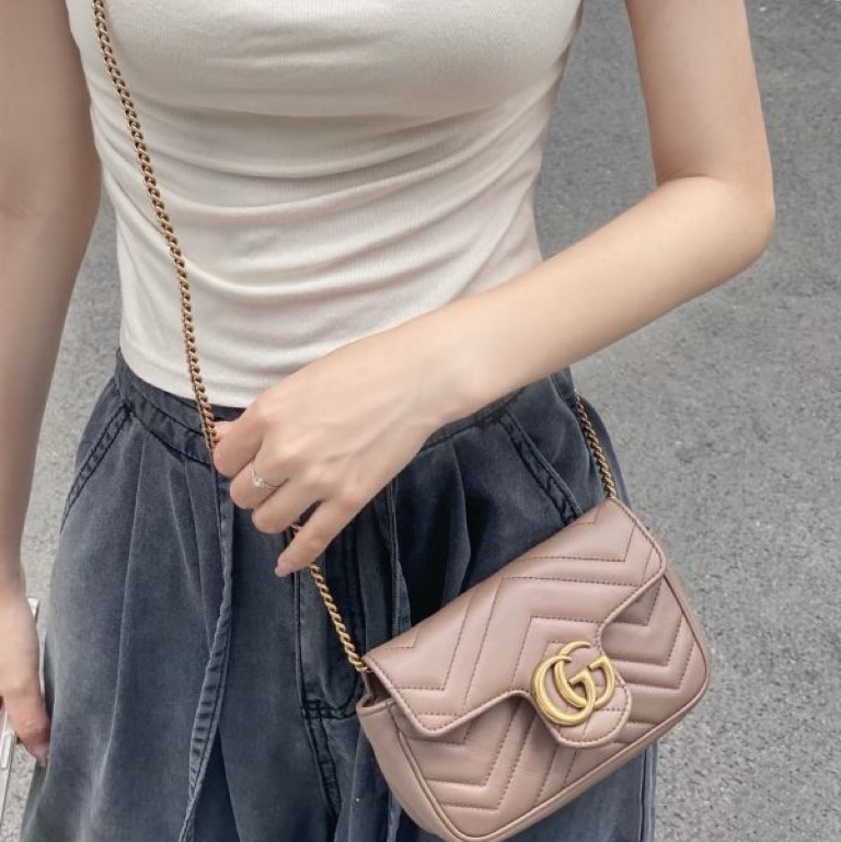 有購買票據 GUCCI Marmont supermini 奶茶色-8