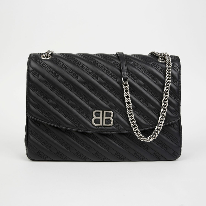 BALENCIAGA 501679 BB 絎縫大號圓形翻蓋肩斜背包-1