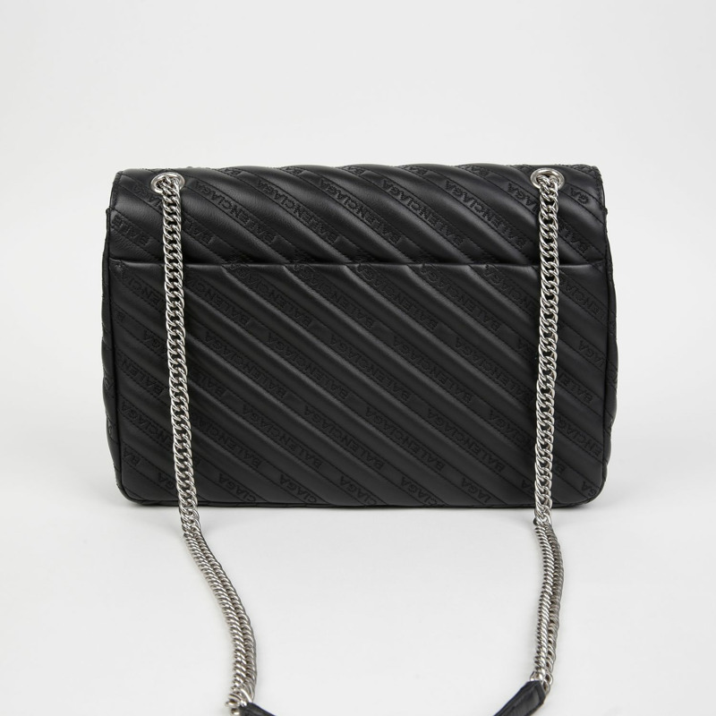 BALENCIAGA 501679 BB 絎縫大號圓形翻蓋肩斜背包-2