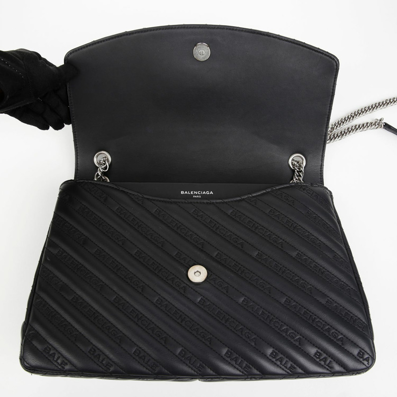 BALENCIAGA 501679 BB 絎縫大號圓形翻蓋肩斜背包-6