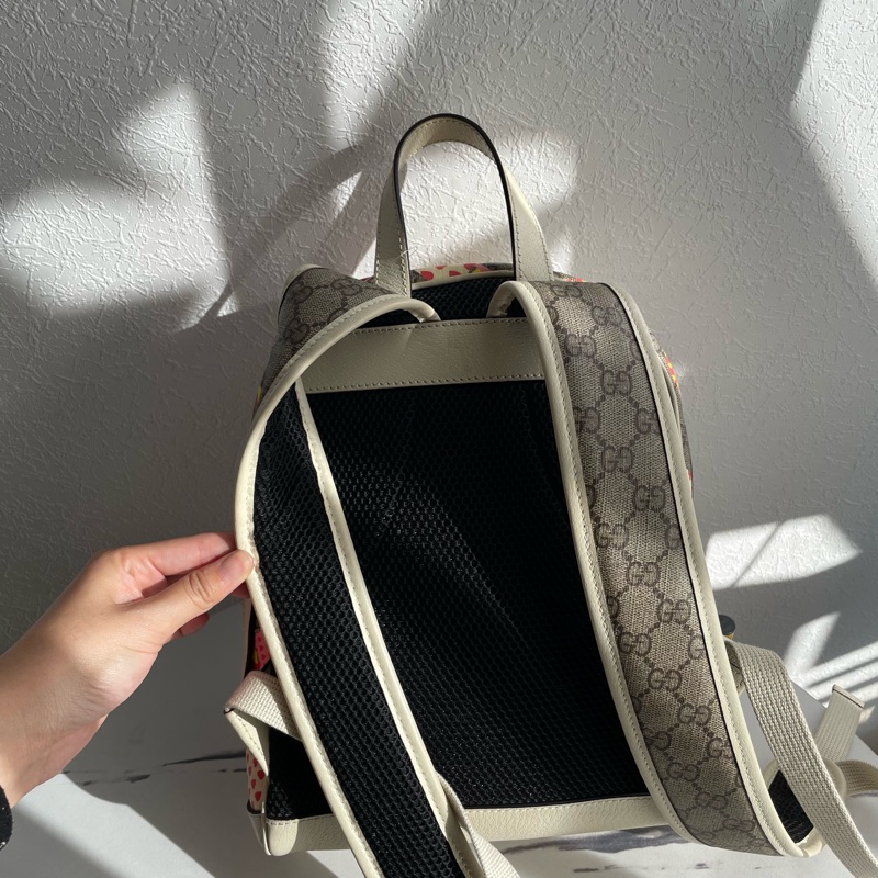 Gucci蘋果圖案PVC白皮革後背包pm-1