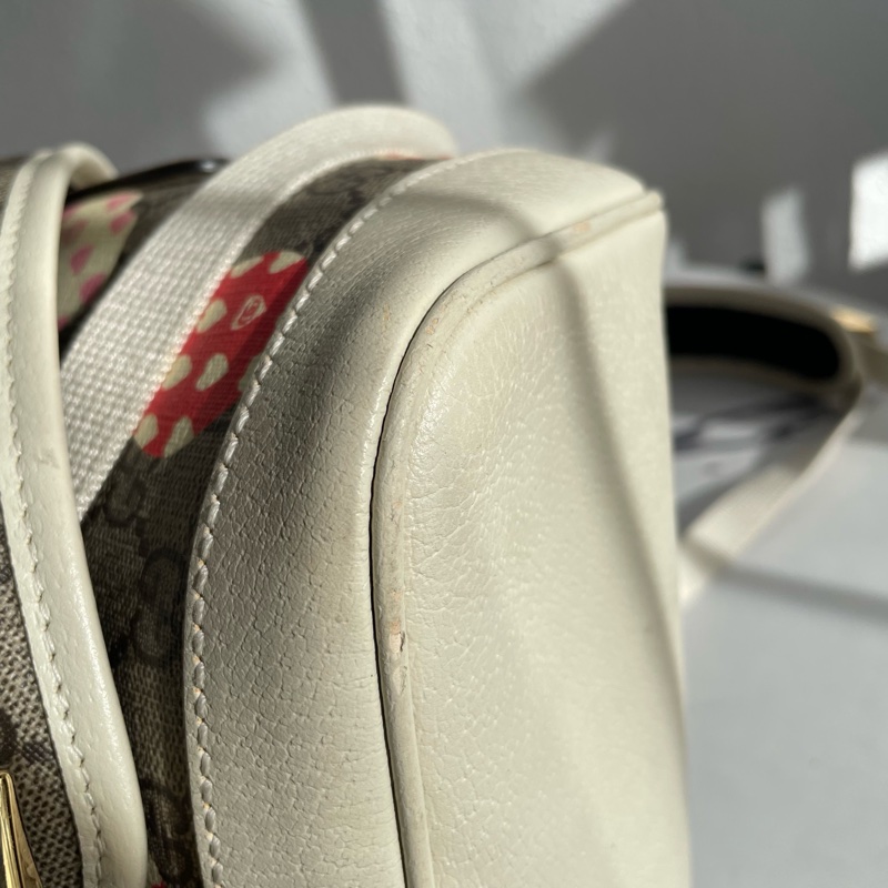 Gucci蘋果圖案PVC白皮革後背包pm-9