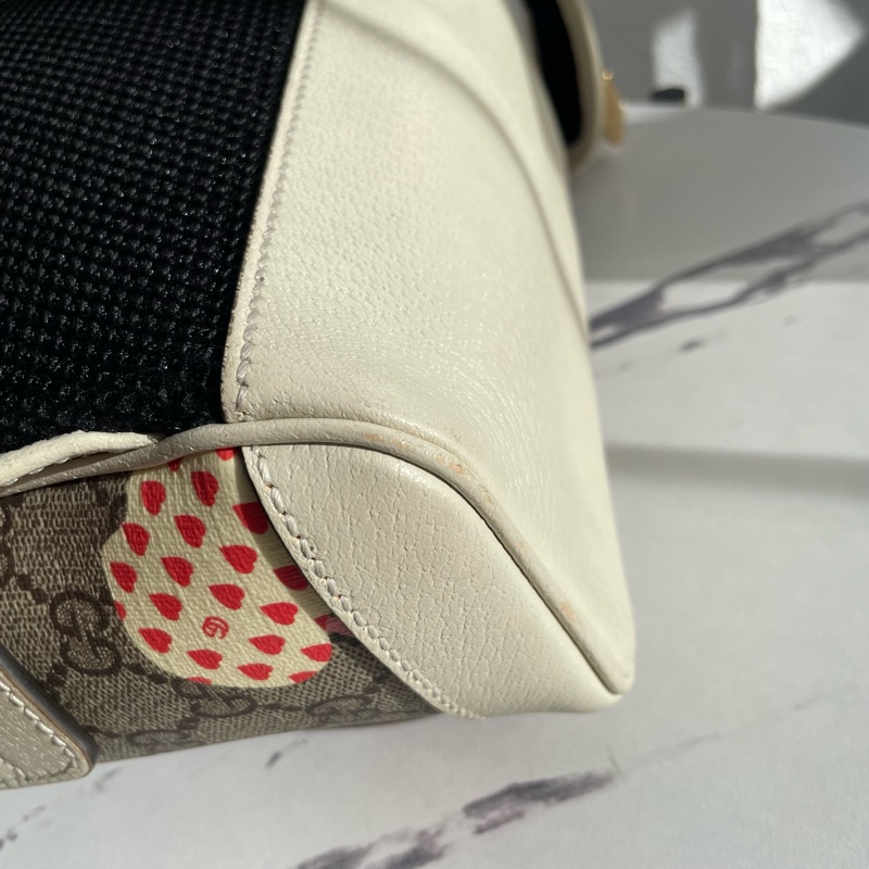 Gucci蘋果圖案PVC白皮革後背包pm-16