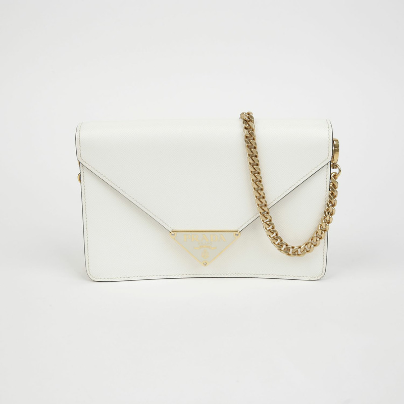 PRADA 三角形Logo鏈條單肩斜背包 1BD318-1