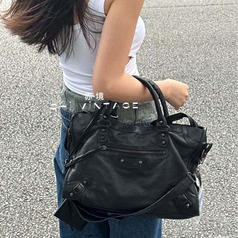 Balenciaga 巴黎世家 city Classic all black黑色 機車包 手提包 斜背包 肩背包 側背包-4