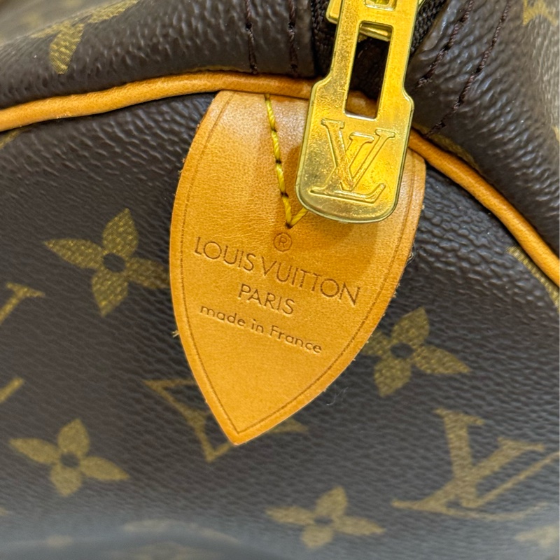 【LOUIS VUITTON LV 路易威登】棕色 原花 帆布 Keepall Bandouliere 45 手提行李袋M41418-13