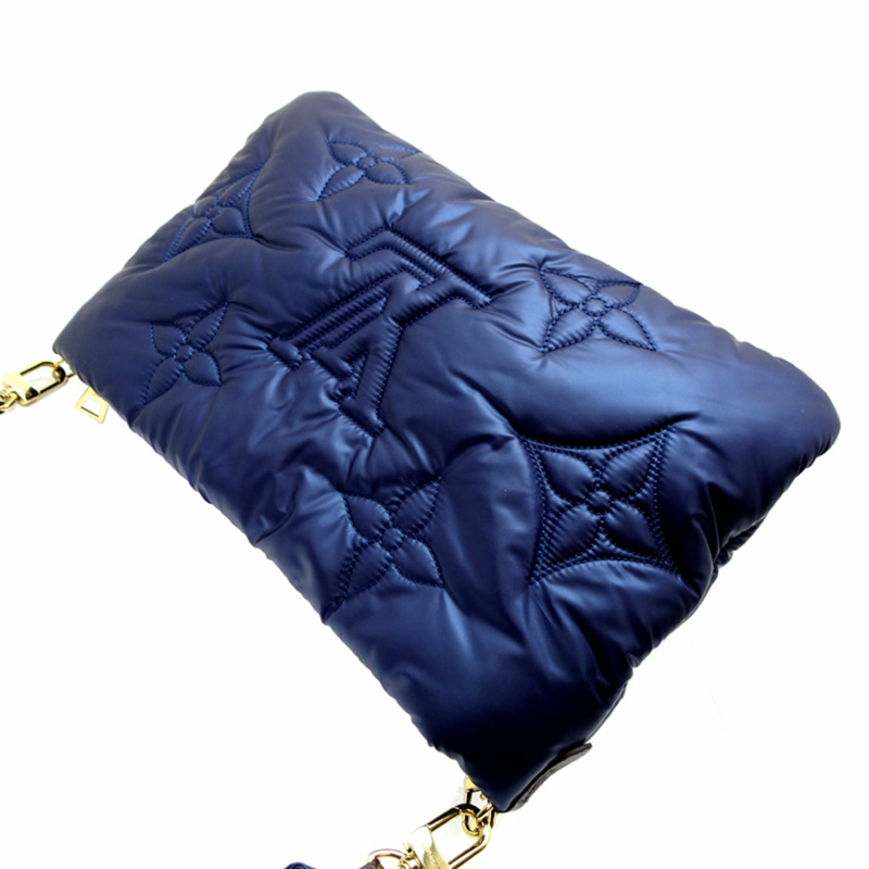 路易威登 2021 秋冬 Maxi Multi Pochette Accessoires 女士單肩包 M21057(已停產)Monogram Pillow,海軍藍和銀色-3