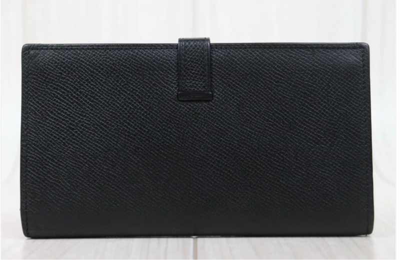 「JL精品代購」9新 Hermes 愛馬仕bearn黑銀長夾-2