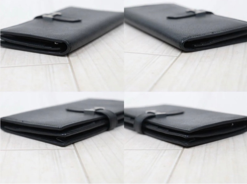 「JL精品代購」9新 Hermes 愛馬仕bearn黑銀長夾-5