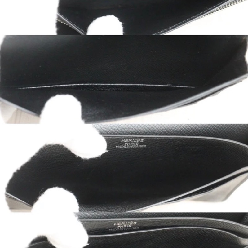 「JL精品代購」9新 Hermes 愛馬仕bearn黑銀長夾-7
