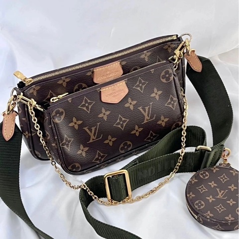 「JL精品代購」極新 LV 老花 五合一  綠背帶