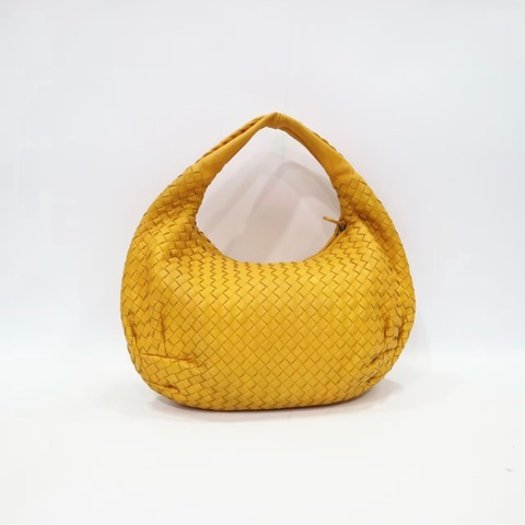 「JL精品代購」9新 BV 黃色編織hobo 肩背包