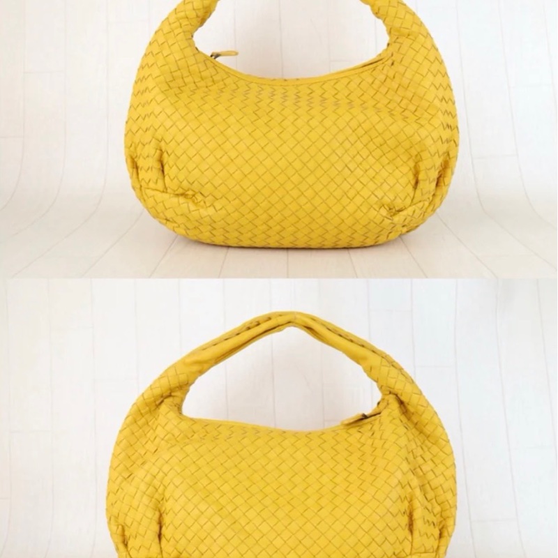 「JL精品代購」9新 BV 黃色編織hobo 肩背包-2