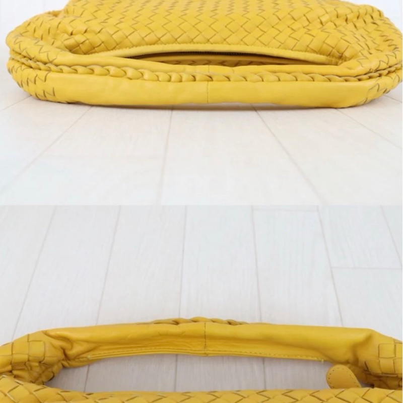 「JL精品代購」9新 BV 黃色編織hobo 肩背包-5