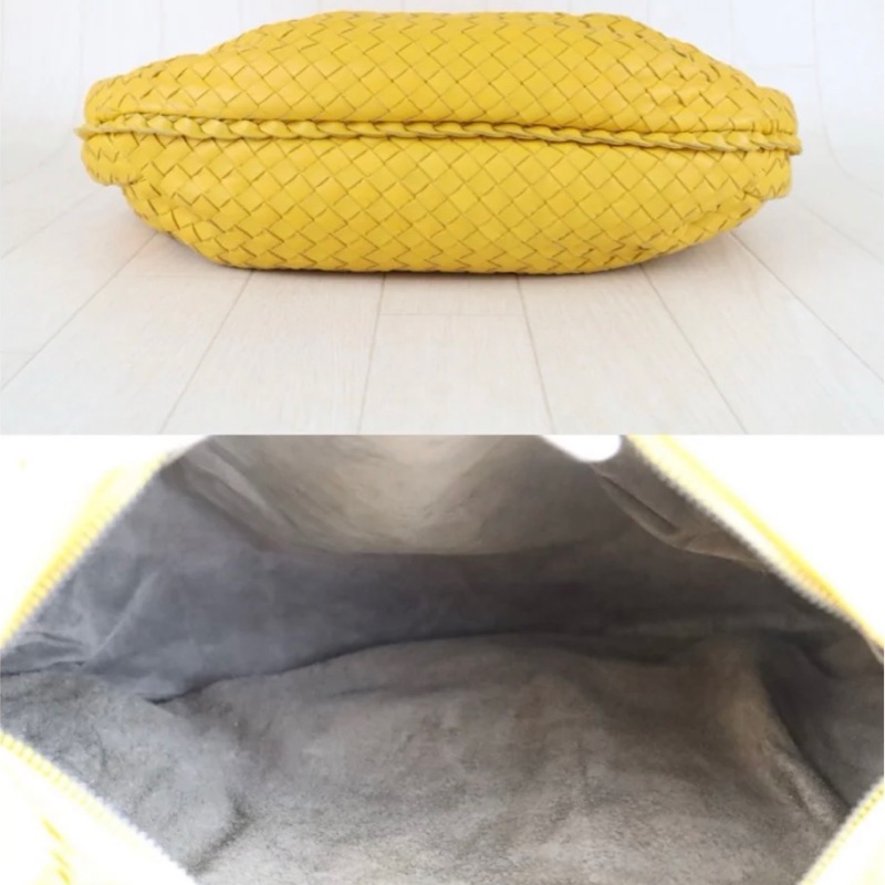 「JL精品代購」9新 BV 黃色編織hobo 肩背包-7