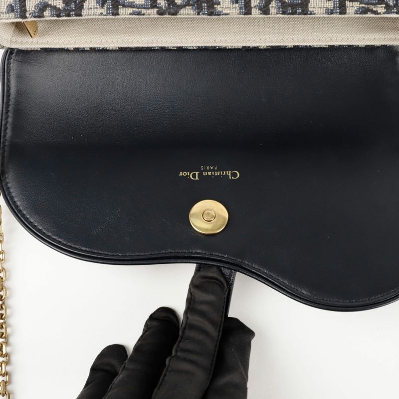 DIOR S5907CTZQ 馬鞍形中型鏈條斜背包-9