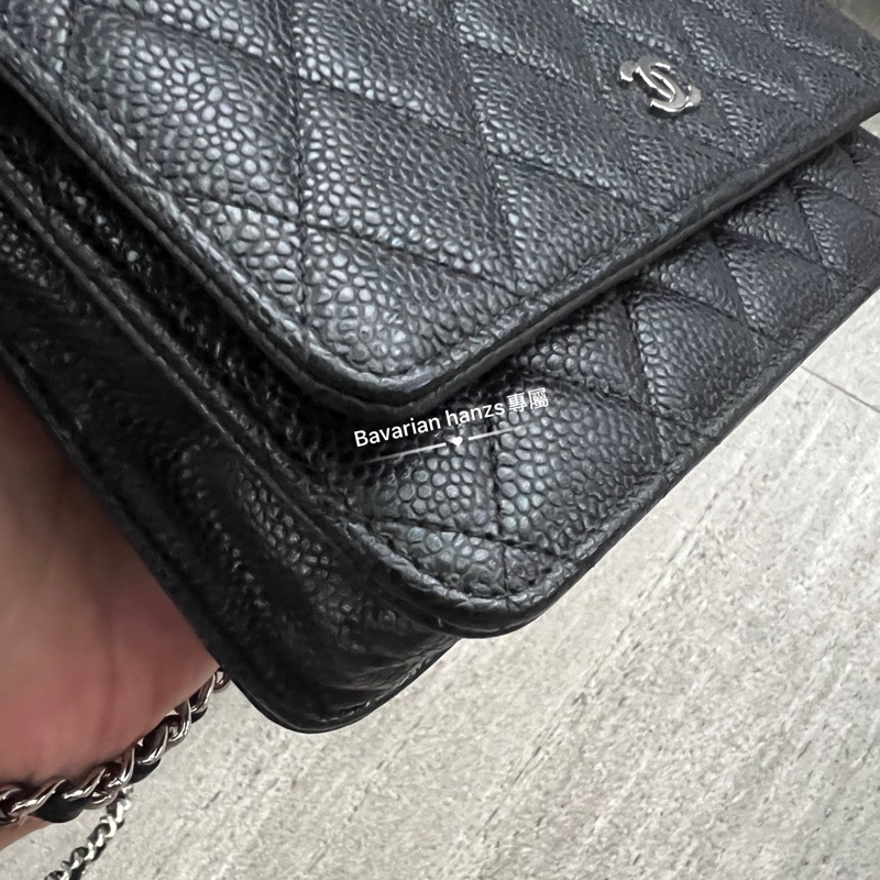 Chanel 黑色荔枝牛銀釦Woc-11