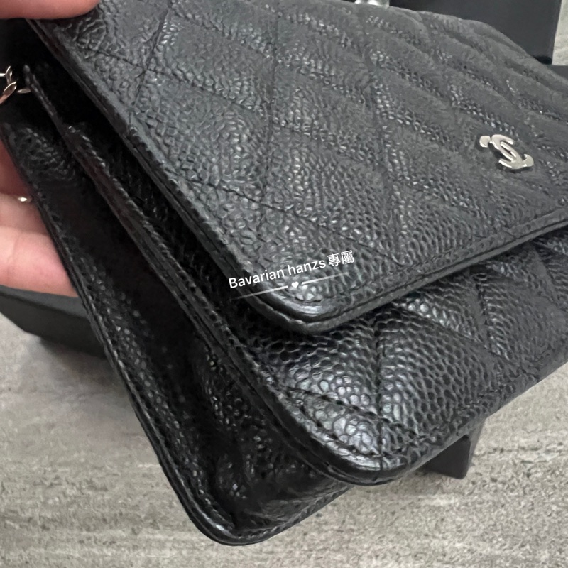 Chanel 黑色荔枝牛銀釦Woc-16