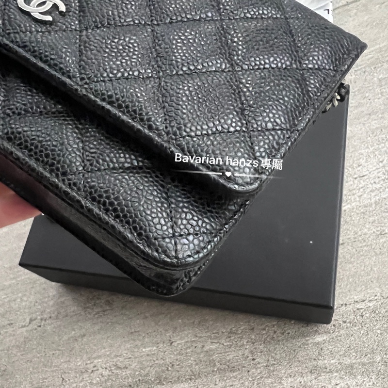 Chanel 黑色荔枝牛銀釦Woc-17