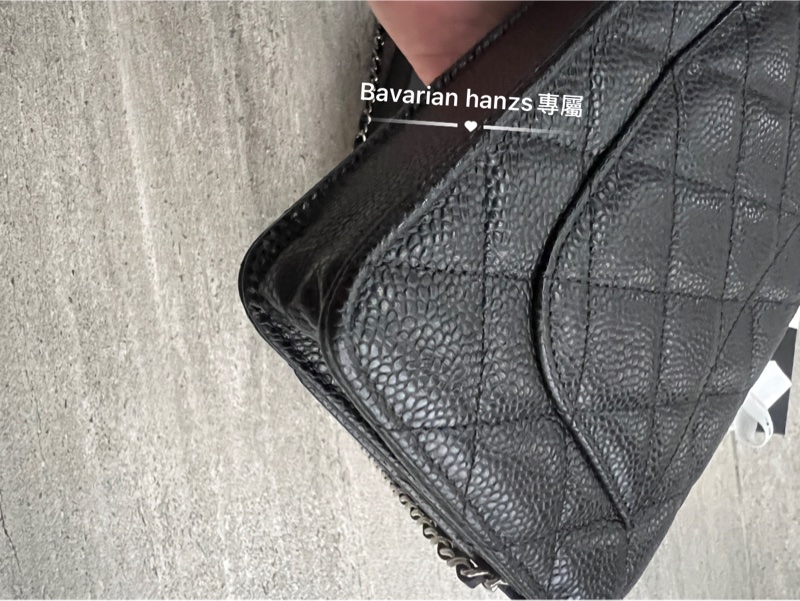 Chanel 黑色荔枝牛銀釦Woc-19