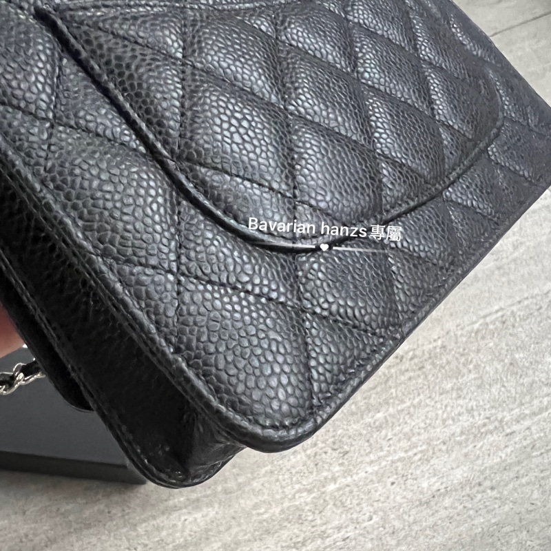 Chanel 黑色荔枝牛銀釦Woc-20