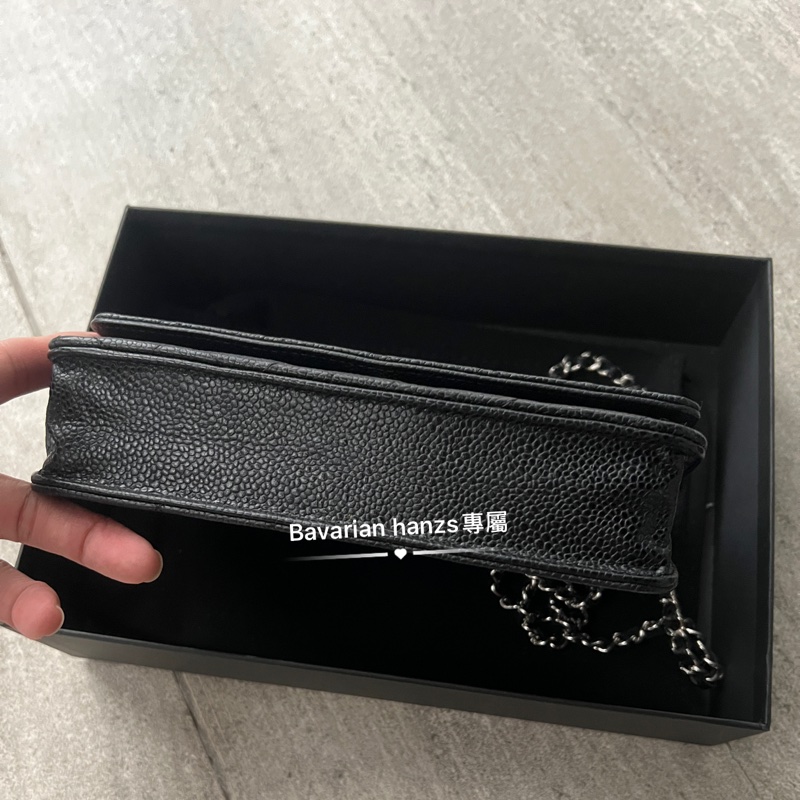 Chanel 黑色荔枝牛銀釦Woc-27