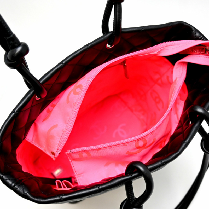 香奈兒 Cambon 系列中型托特包女士手提包 A25167 黑色小牛皮-4