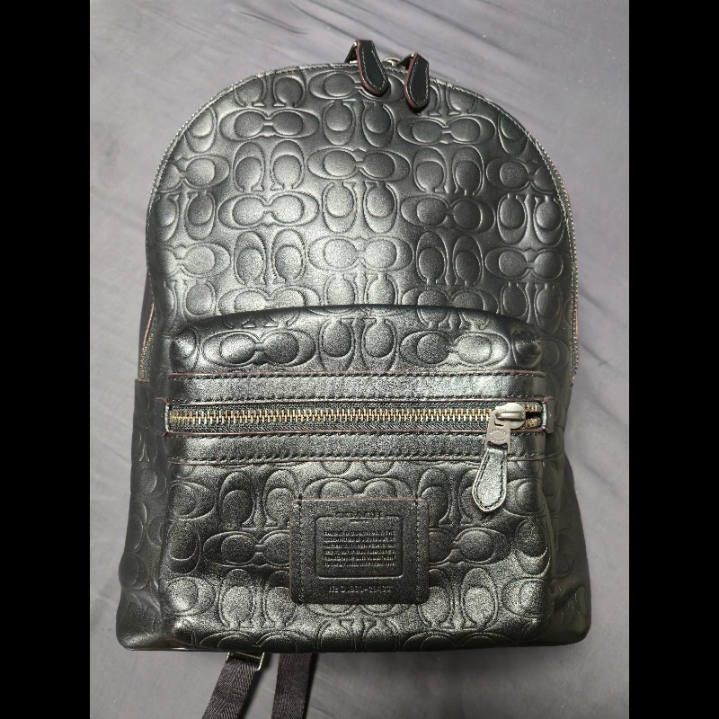 COACH Academy Backpack Signature Leather 黑色壓紋後背包 型號D1880-29493-1