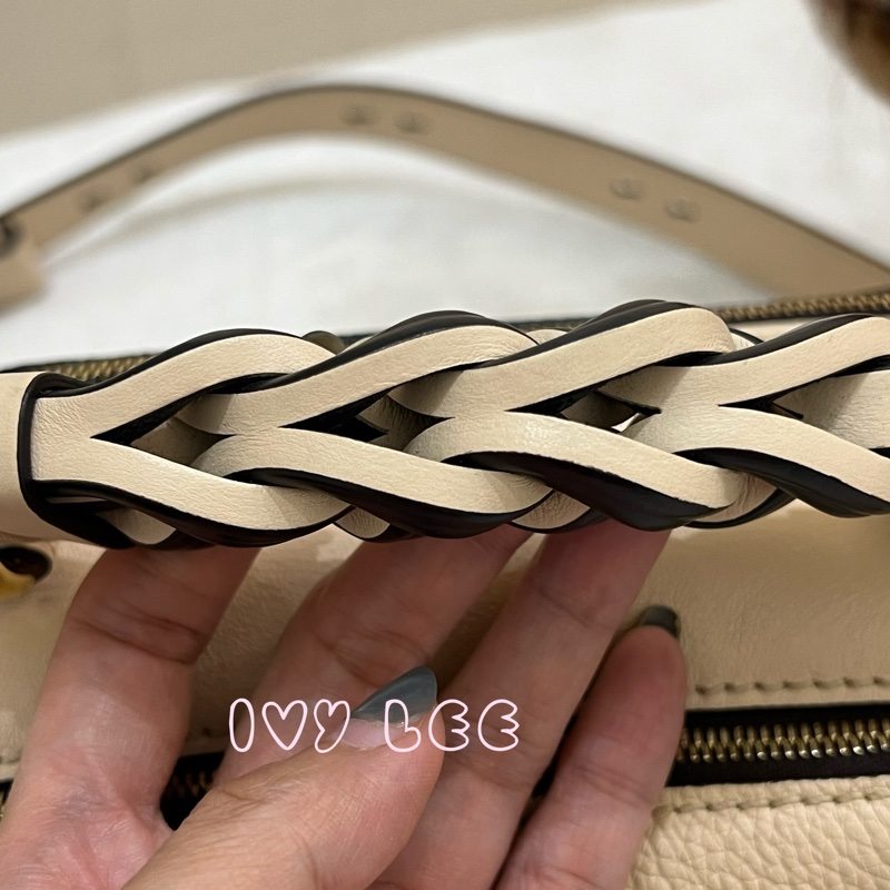 CHLOE Daria 小款 編織握把小牛皮 手提包 斜背包 米杏色 米色 正品 二手精品-2