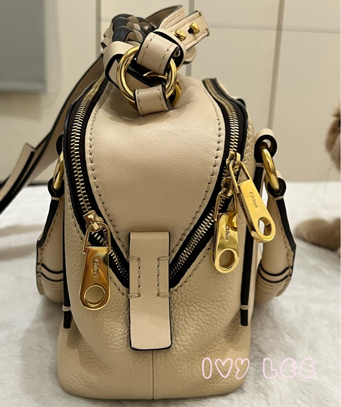 CHLOE Daria 小款 編織握把小牛皮 手提包 斜背包 米杏色 米色 正品 二手精品-3