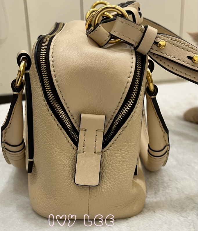 CHLOE Daria 小款 編織握把小牛皮 手提包 斜背包 米杏色 米色 正品 二手精品-4