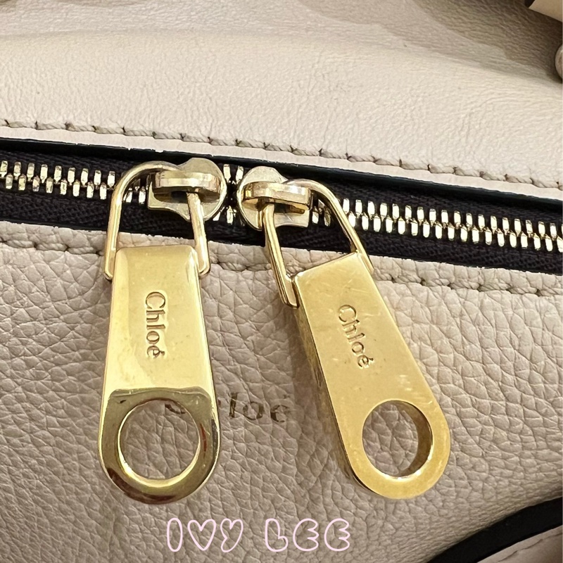 CHLOE Daria 小款 編織握把小牛皮 手提包 斜背包 米杏色 米色 正品 二手精品-6