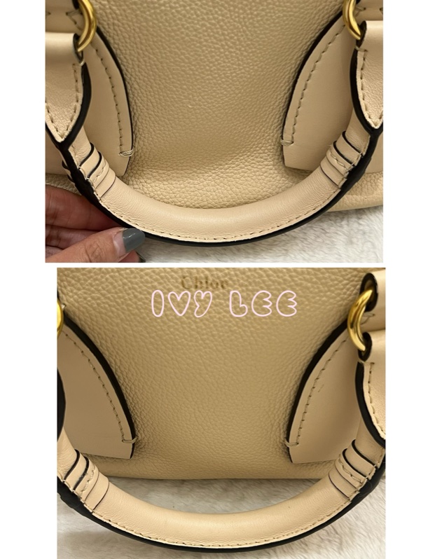 CHLOE Daria 小款 編織握把小牛皮 手提包 斜背包 米杏色 米色 正品 二手精品-25