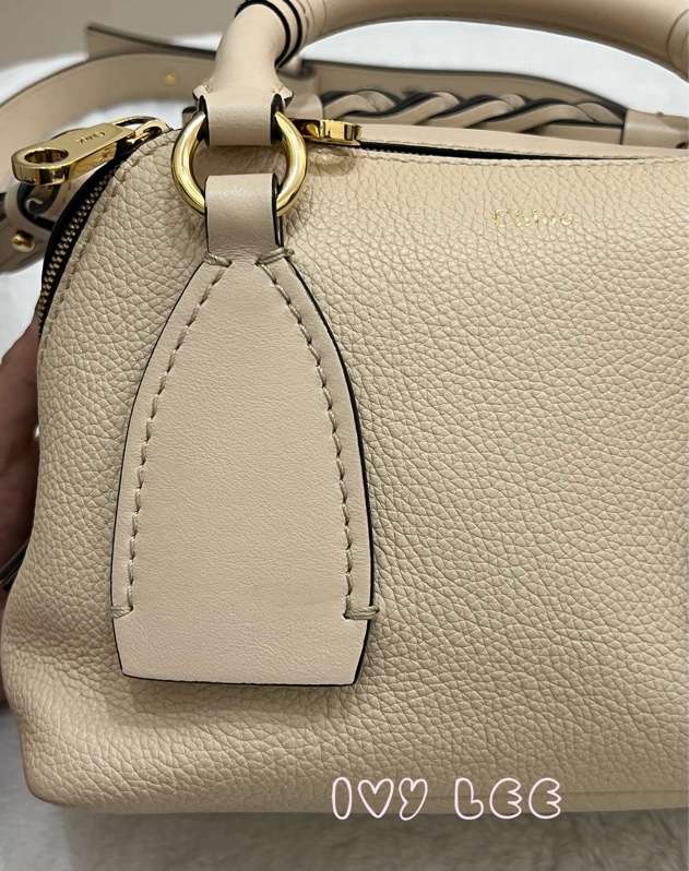 CHLOE Daria 小款 編織握把小牛皮 手提包 斜背包 米杏色 米色 正品 二手精品-31