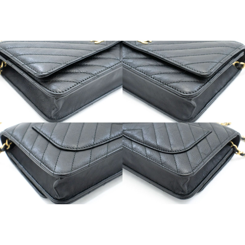 【日本直送】香奈兒 V 形縫線小牛皮鏈條錢包 WOC 鏈條單背包-5