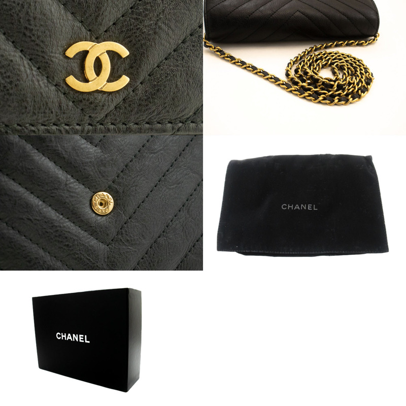 【日本直送】香奈兒 V 形縫線小牛皮鏈條錢包 WOC 鏈條單背包-6