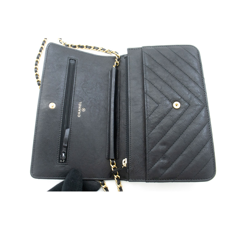 【日本直送】香奈兒 V 形縫線小牛皮鏈條錢包 WOC 鏈條單背包-10