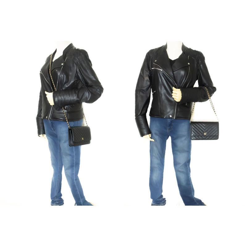 【日本直送】香奈兒 V 形縫線小牛皮鏈條錢包 WOC 鏈條單背包-11