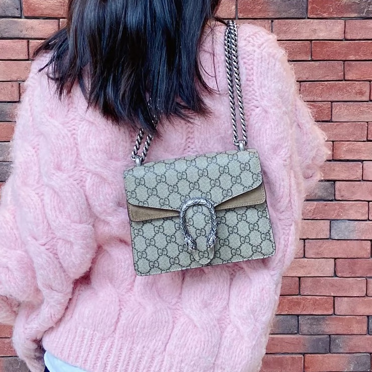 99新🆕有購證😍Gucci古馳老花小號酒神單肩斜跨鏈條包-3