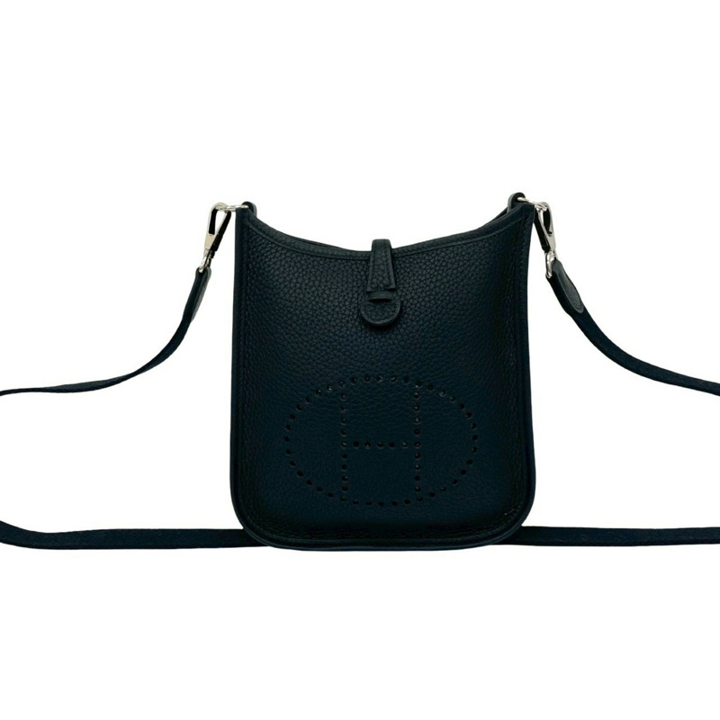 全新未使用,黑色 HERMES Evelyn TPM Taurillon Clemence 皮革迷你肩背包,貨號 64620,U 字印記-0