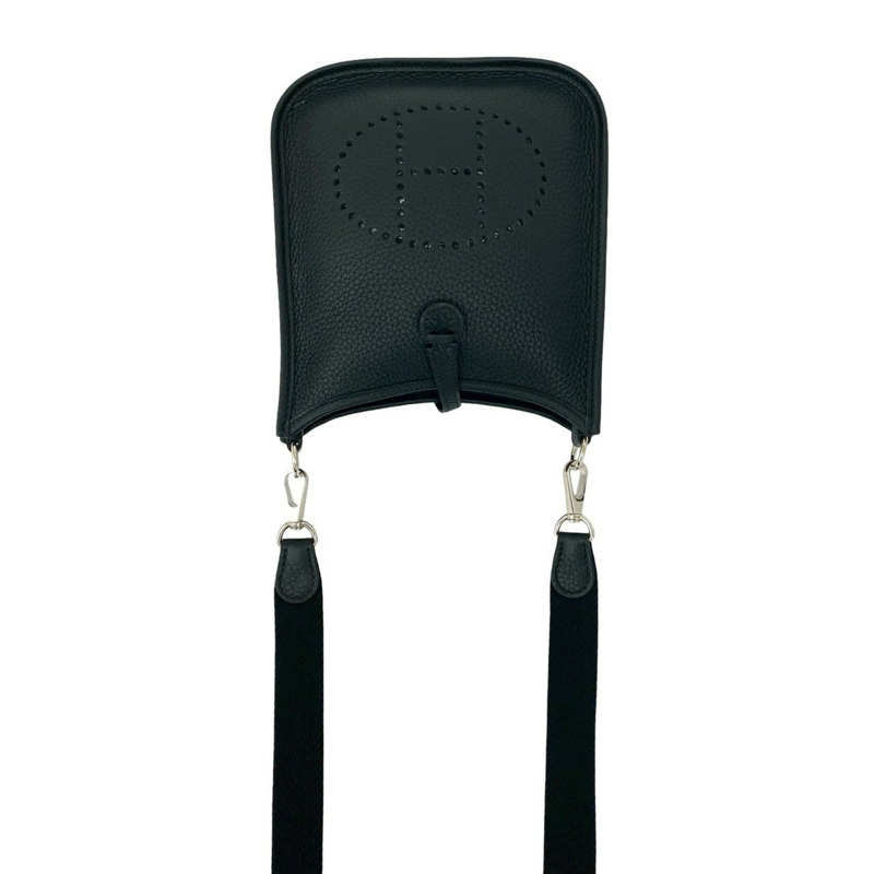 全新未使用,黑色 HERMES Evelyn TPM Taurillon Clemence 皮革迷你肩背包,貨號 64620,U 字印記-3