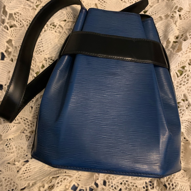 LOUIS VUITTON 水波紋epi八角形皮革肩背包 側背包 藍色水波紋配黑色皮革1992年老包-1