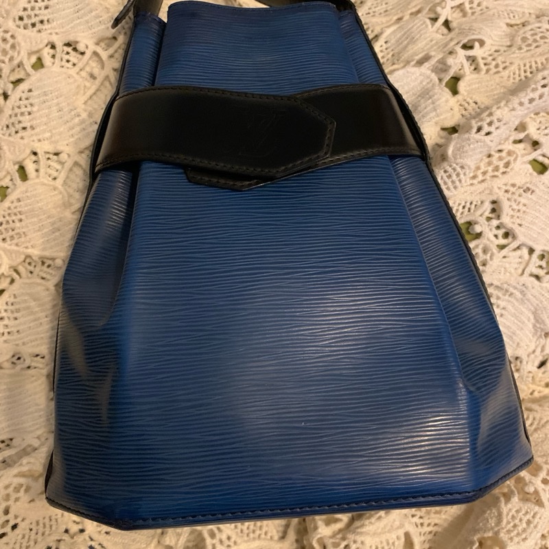 LOUIS VUITTON 水波紋epi八角形皮革肩背包 側背包 藍色水波紋配黑色皮革1992年老包-6