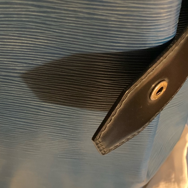 LOUIS VUITTON 水波紋epi八角形皮革肩背包 側背包 藍色水波紋配黑色皮革1992年老包-20