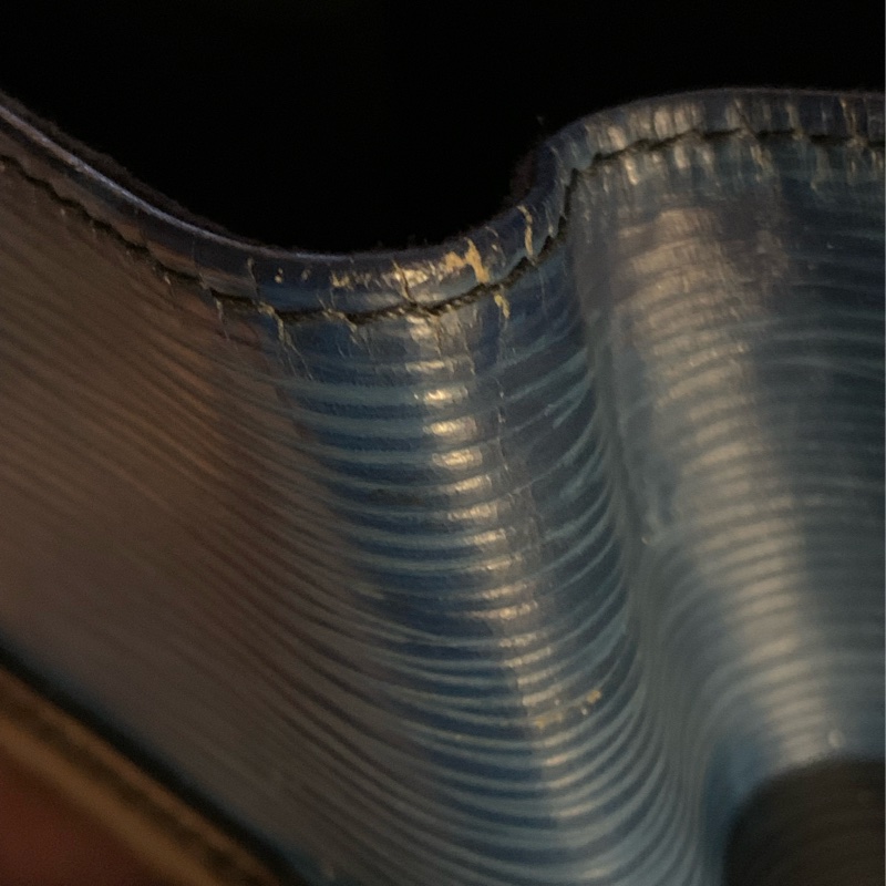 LOUIS VUITTON 水波紋epi八角形皮革肩背包 側背包 藍色水波紋配黑色皮革1992年老包-25